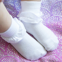 Jefferies Socks Girls Misty Ruffle Lace Tutu Cotton School Dress Socks 2 Pair PK - £10.38 GBP