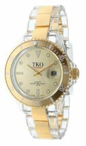 New Tko Orlogi TK500-GC Womens Round Venezia Two Tone Gold Clear Bracelet Watch - £49.26 GBP