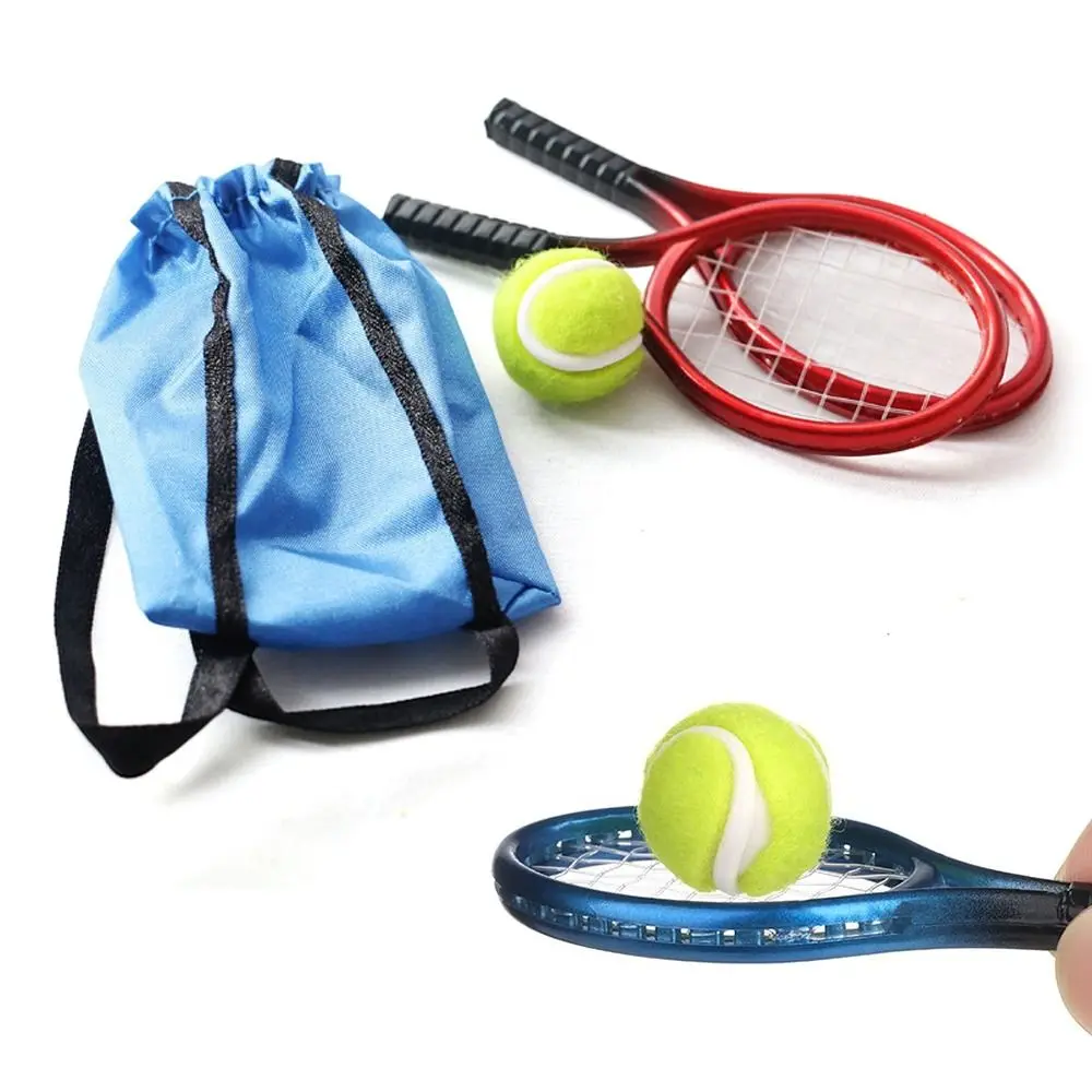 4PCS/Set Doll Tennis Racket Kits Miniature Racquet Ball Bag 1/6 1/12 Sport - £6.50 GBP+