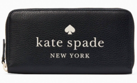 Kate Spade Ella Large Continental Wallet Black Leather ZipAround K4779 NWT FS - £71.21 GBP
