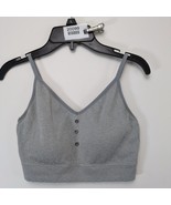 Lucky Brand Sz L Gray Ribbed Crop Top Camisole Bralette, Adjustable Stra... - $24.61 CAD