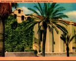 San Gabriel Mission California CA Linen Postcard B3 - £2.29 GBP