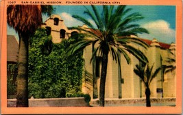 San Gabriel Mission California CA Linen Postcard B3 - £2.30 GBP