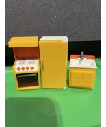 1977 Fisher Price Dollhouse Family bathroom furniture kitchen set bathr ... - $23.71