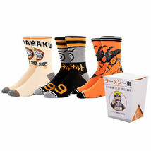 Naruto Ramen Crew Socks 3-Pair Takeout Box Set Multi-Color - £23.97 GBP