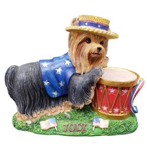 Danbury Mint Yorkie Yorkshire Terrier Dog Calendar Figurine 4th Of July - $13.78