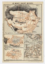 1909 Original Antique Map Of Le MONT-SAINT-MICHEL / Normandy Normandie / France - £17.19 GBP