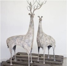 Deer Rustic Metal Christmas Holidays Decorations Set Of 2 (19”x24”x46”) - £453.97 GBP