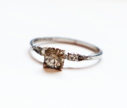 Vintage Sterling Silver Rhinestone Ring UNCAS Signed Promise Engagement Size 8.5 - £34.83 GBP