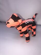Victoria&#39;s Secret PINK Stuffed Dog PLUSH LOVE Salmon and Black Striped - $11.48 CAD