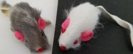 Kitten Cat Kitty Real Fur Toy Mice 1/Pk Select: White or Gray - £2.40 GBP