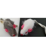 Kitten Cat Kitty Real Fur Toy Mice 1/Pk Select: White or Gray - £2.35 GBP