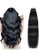 SUYYA Tape in Hair Extensions Human Hair 100% Remy Human Hair Jet Black 22&quot; - $49.49