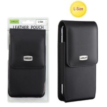 For Lg Prime 2 & Risio 3 - Black Vertical Leather Pouch Case Cover Belt Holster - £17.27 GBP