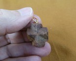 (CR502-204) 3/4&quot; oiled Fairy Stone Pendant CHRISTIAN CROSS Staurolite Cr... - £19.11 GBP