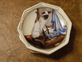 Franklin Mint Velvet Touch Siamese Cat Collector Plate By Daphne Baxter 8&quot; - £15.57 GBP