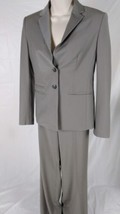 Ann Taylor Size 2P Petite Gray Stripe Blazer Jacket Pant Suit 2 Piece Set Career - £25.69 GBP
