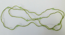 Dainty Light Green Translucent Seed Bead Infinity Strand Necklace - $6.00