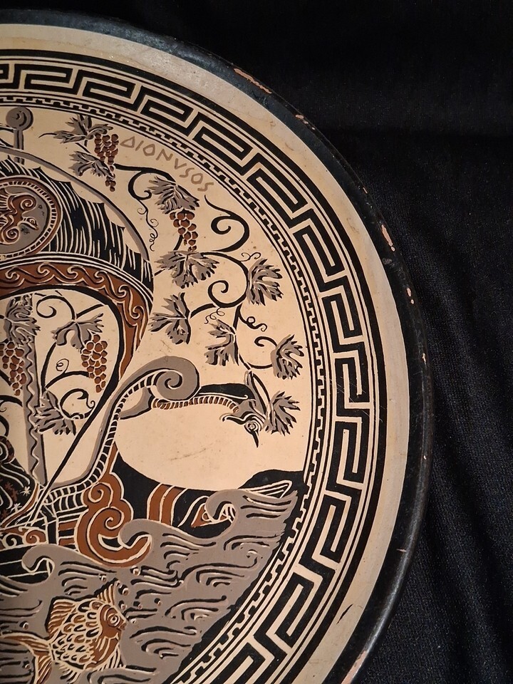 Large Terracotta Clay Plate Vintage  Dionysos  Odessey Item image 8