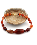 Antique African Middle Eastern Carnelian Yemeni Agate beaded Bracelet - $1,739.68 MXN