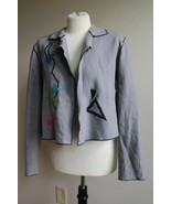 Beppa S Gray Wool Art To Wear Open Front Blazer Jacket Wool Geometric Sh... - £26.39 GBP