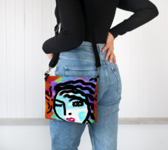 Colorful Abstract Art Printed on Vegan Leather Shoulder Bag Crossbody Purse  - £51.35 GBP
