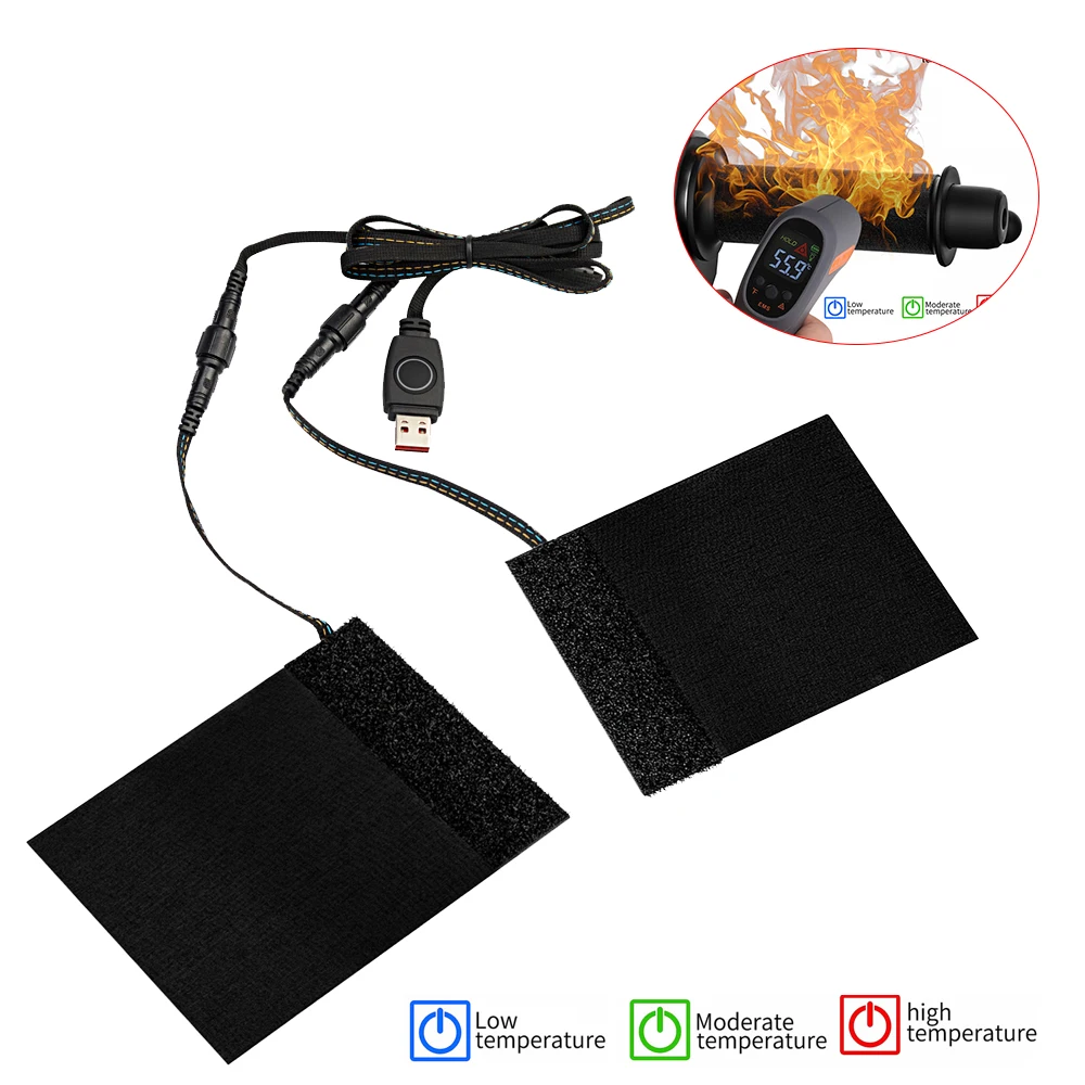 Motorcycle Heated Handlebars USB Hand Heated Grips 3-Gear Adjustable Insulated - £22.00 GBP+