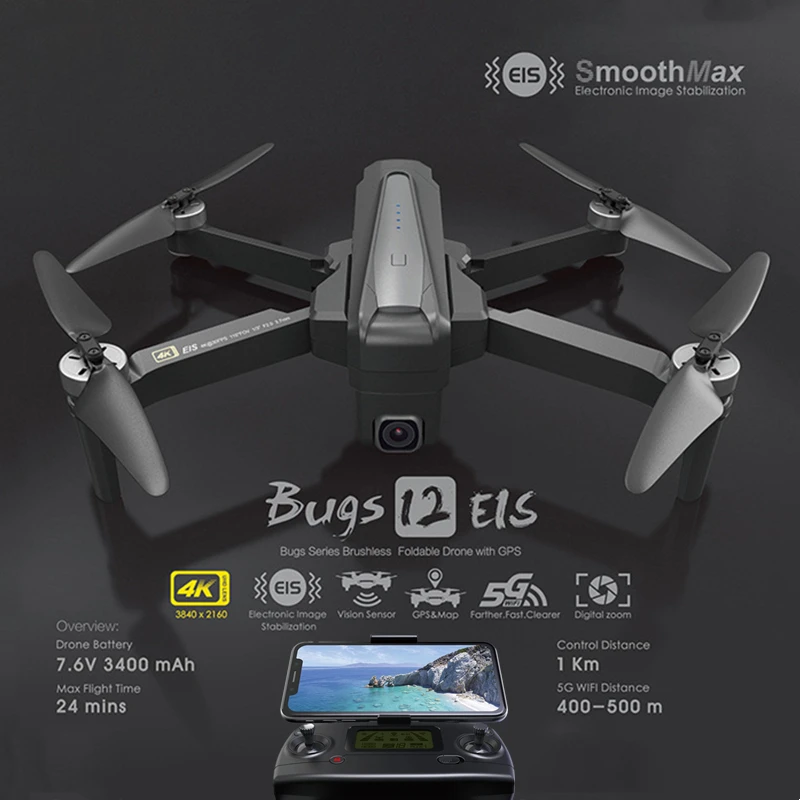 Gps Follow Me Brushless Rc Drone 4K Hd Eis Anti-Shake Camera 5G Wifi Fpv L - £303.21 GBP+