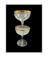 2 vintage Gold Rimmed Champagne Stem Glasses 4 5/8&quot; - £11.21 GBP