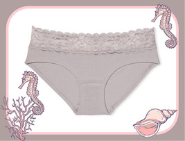 XXL Grey Wide Stretch Lace Waist Cotton Victorias Secret Hiphugger Brief Panty - £8.69 GBP