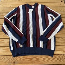 Guess NWT $49.99 Men’s Stripe Long Sleeve sweater size XL Navy Maroon I2 - $33.56