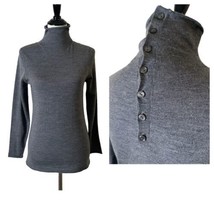 Halogen Merino Wool Thin Knit Sweater Turtleneck Rolled Hem Gray Women S... - £24.13 GBP