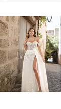 LIPOSA Sweetheart Fitted Wedding Dresses Off Shoulder High Slit Long Tul... - $2,613.51 MXN