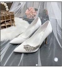 New Bridal Wedding Shoes Pumps Women&#39;s Crystal Shoes Champagne Bridesmaid Weddi - £57.44 GBP