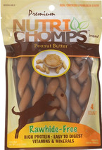 Pork Chomps Premium Nutri Chomps Peanut Butter Flavor Braids 4 count Pork Chomps - £13.10 GBP