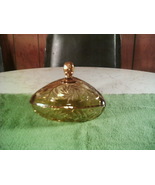 Vintage Amber Glass Triangular Candy/Nut Dish w/Lid Depression Era Unmarked - £19.95 GBP