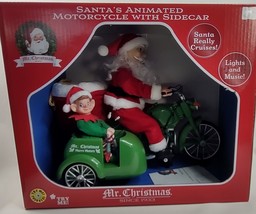 Mr. Christmas Animated Motorcycle with Sidecar Santa Music Motion Lights 15&quot; - £75.91 GBP
