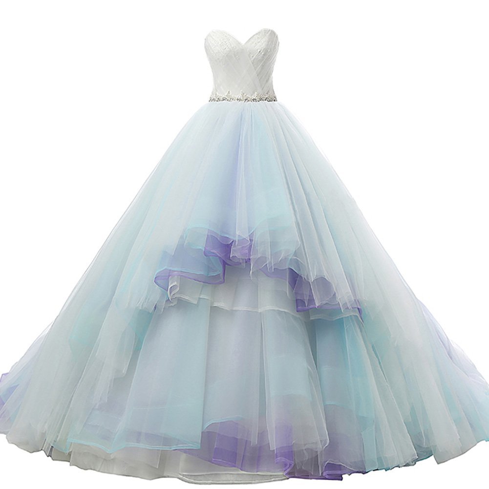 Kivary Ivory Aqua Light Purple Long A Line Lace Crystals Corset Prom Wedding Dre