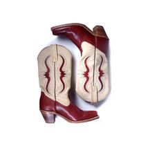 VTG  Frye Boots 7  Womens Red Lizard Cowboy Western Boots - £182.51 GBP