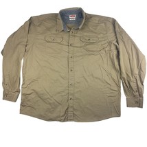 Wrangler Shirt Mens 3XT Tan Beige Brown Duck Button Up Work Flex For Comfort L/S - £18.80 GBP