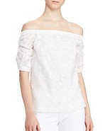 Lauren Ralph Lauren Womens Silk Blend Off the Shoulder Casual Top White M - £56.95 GBP