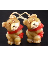 Vintage Pair of  Decorative Teddy Bear w/ Red Scarf Joined Candles 2 inc... - €8,43 EUR