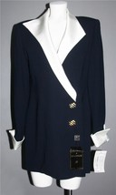 VTG Lily &amp; Taylor Satin Lapels Rhinestones Buttons Silk Evening Blazer Wms 6 NWT - £67.93 GBP