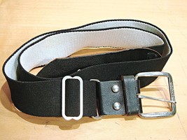 Bucks Belt Unisex Adults Black Leather Metal Buckle Adjustable Stretch Sz XS-XL - £19.22 GBP