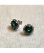 18K White Gold Donut Green Jade Earrings | Real Jadeite White Gold Earri... - €9.187,15 EUR