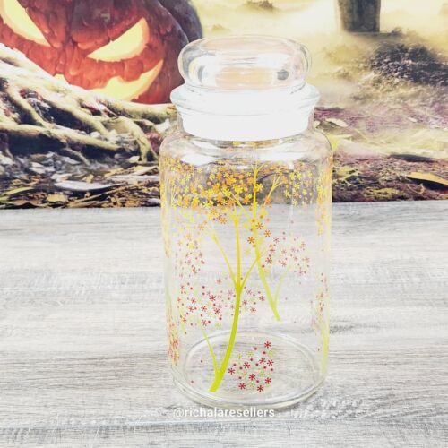 Anchor Hocking Clear Glass Jar 8.25"  Trees Leaves Flowers Fall Autumn Vintage - $20.00