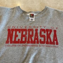 University of Nebraska Hoodie Vtg Fruit of the loom tag Sz L Grey Red Spell out - $23.38