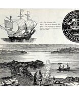 1970 Maine Archangel Ship Print Vintage Nautical Pemaquid Seal Native Am... - $41.01 CAD