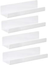 Ieek 15 Inch White Acrylic Floating Wall Ledge Shelf,Wall Mounted, Set Of 4 - £31.33 GBP