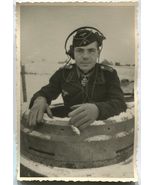 German WWII Photo Panzer Tankman Officer in Headphones Tank Turret 03565 - £11.72 GBP